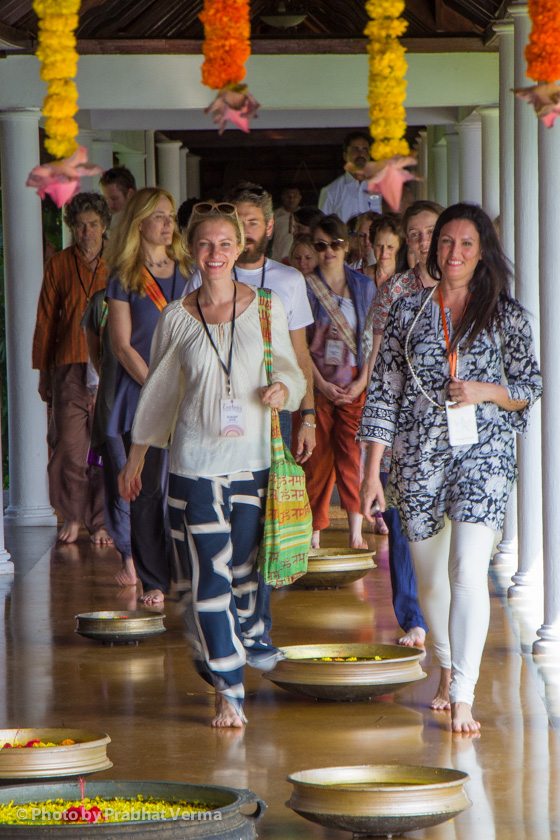 The group enters our orientation venue. 