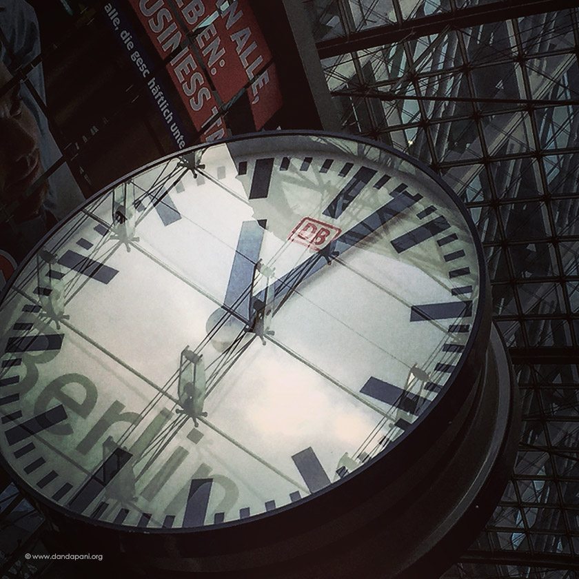 Berlin Train Station. It took some figuring out on how to get the word Berlin to be reflected on the clock.