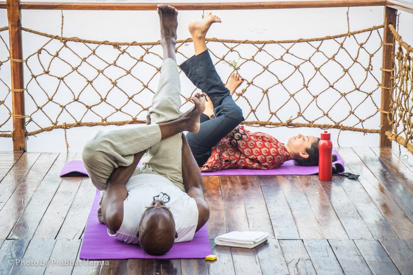 One of the yoga asana classes took place on a deck overlooking the lake. It was just breathtaking practicing yoga at dawn and watching life on the lake in the foreground. 
