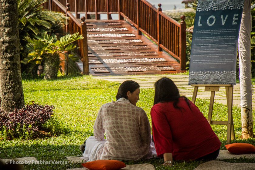 Our morning classes with Dandapani took place lakeside under a shady tent overlooking the gorgeous lake.
